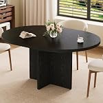 43.3''-59'' Extendable Round Dining Table for 4-8, Modern Kitchen Oval Dining Table with Removable Leaves, Dinner Table for Dining Room, Kitchen, Living Room, Black