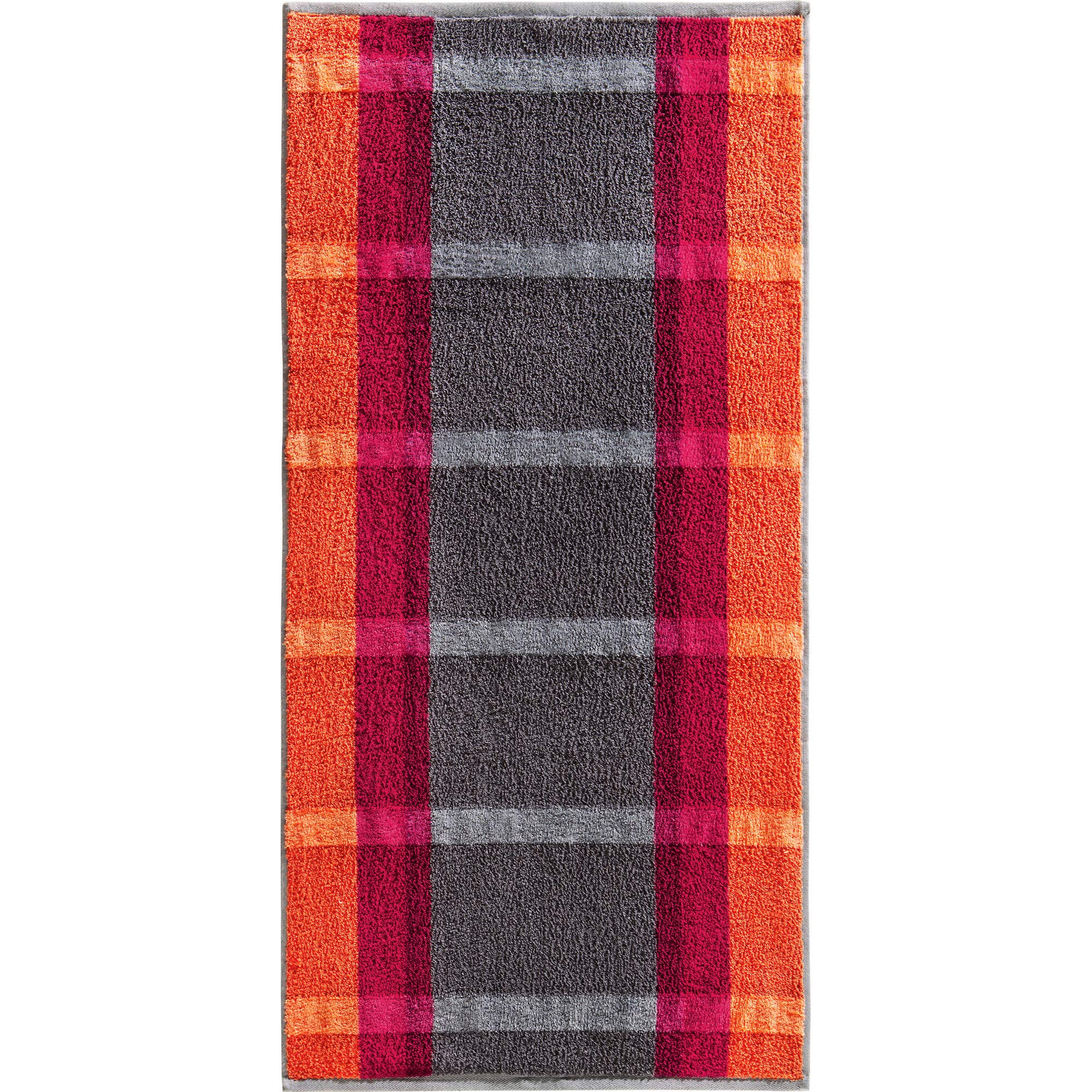 Erwin Müller Duschtuch-Set Streifen 2er-Pack Walk-Frottier Bordeaux/orange/grau Größe 70x140 cm