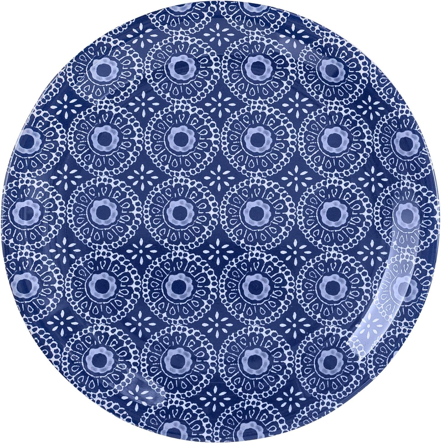 UP UPware Indigo Melamine Round Dessert Plates, Small Serving Plates, for Appetizer, Snacks, and Side Dishes, Blue, 6.75 Inch, Set of 4