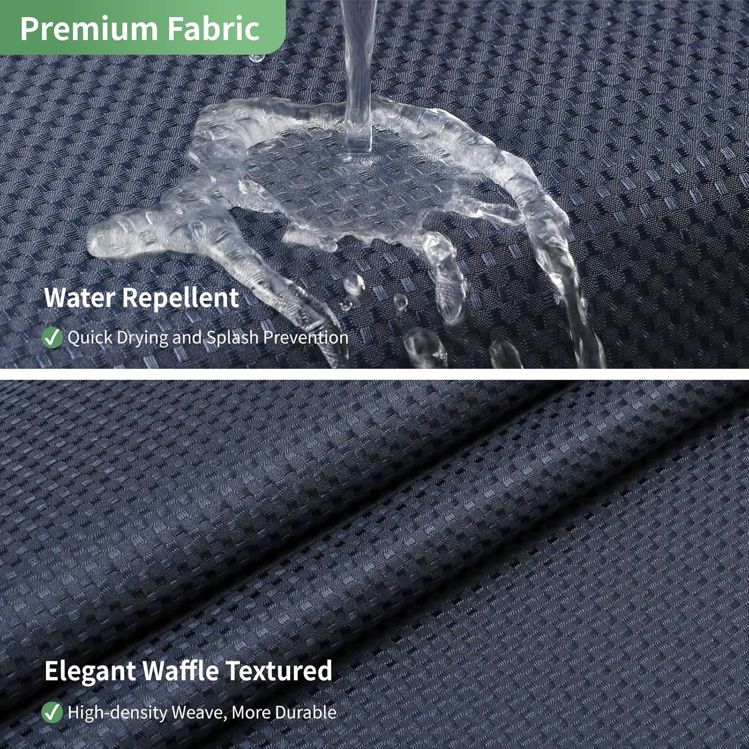 Extra Long No Hook Shower Curtain with Snap-in Fabric Liner Set,Navy Waffle Weave Shower Curtains for Bathroom,Hotel Luxury Decor Bathroom Curtain Set,Waterproof & Washable,71Wx86H