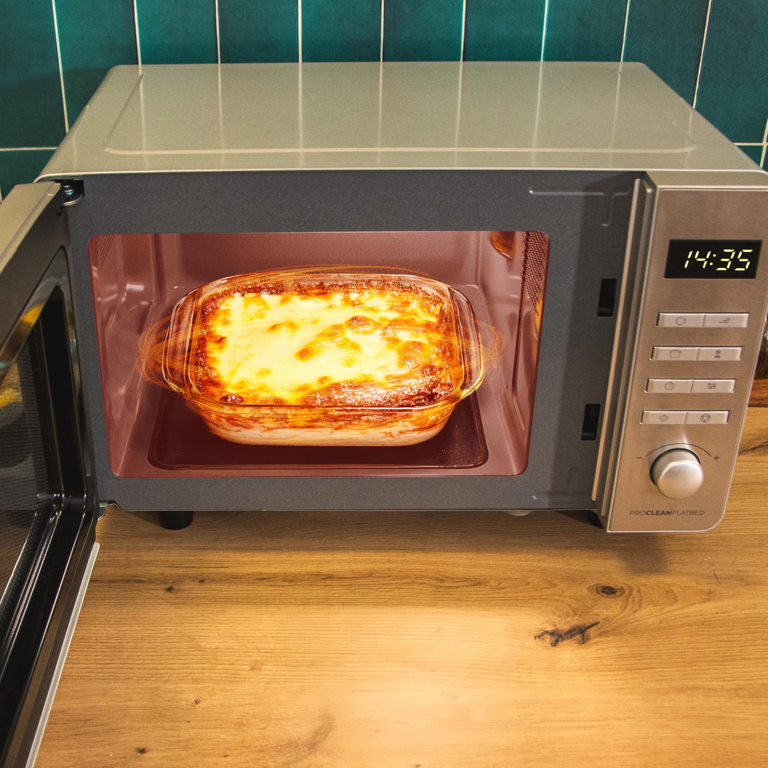 Cecotec Mikrowelle mit Grill Proclean 5010 Flatbed Edelstahl 20 l 700 W 800 W Halogengrill 8 Programme LED-Display 3DWave