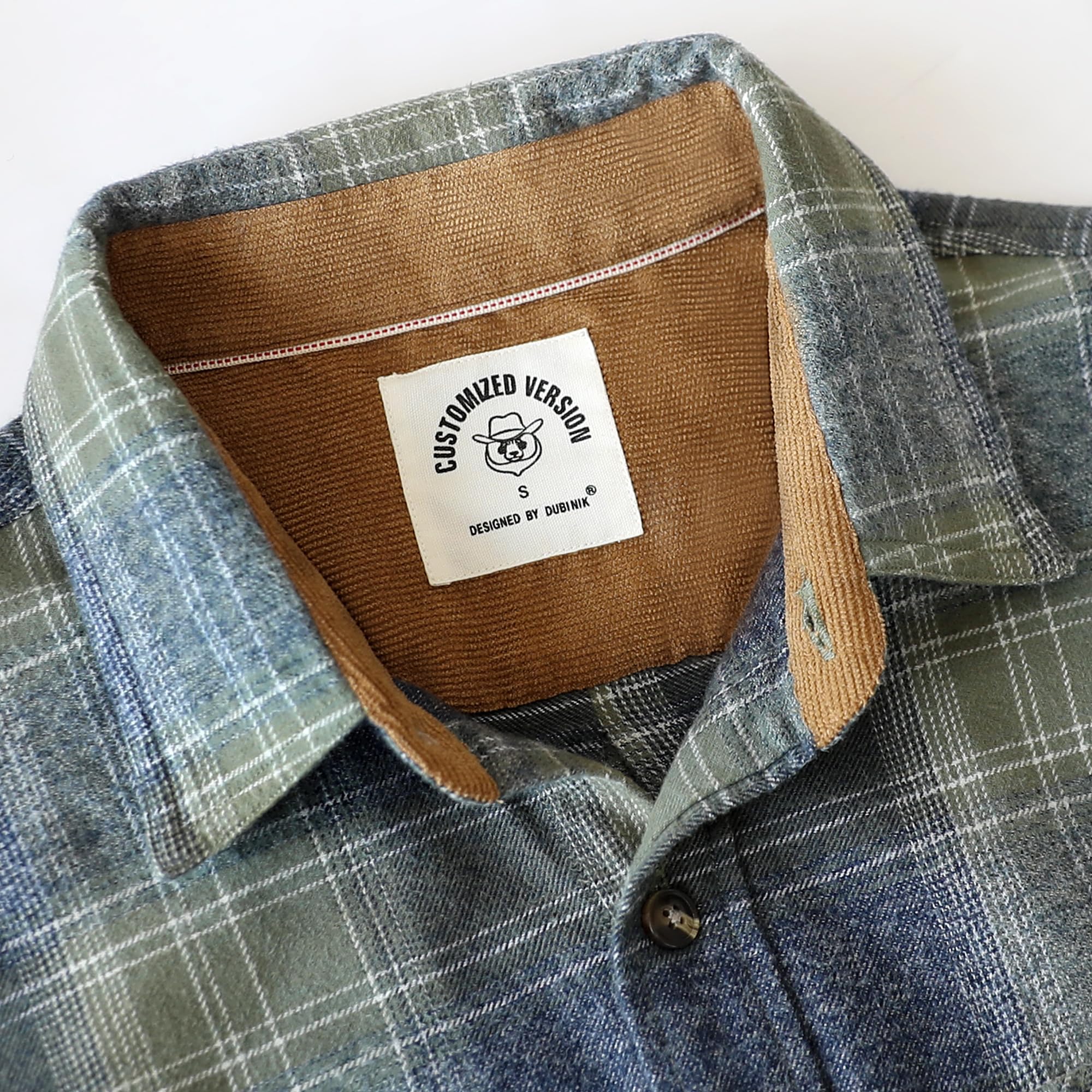 Dubinik® 6 oz Flanellhemd Herren Retro Weich Langarm Kariert 100% Baumwoll mit 2 Brusttaschen