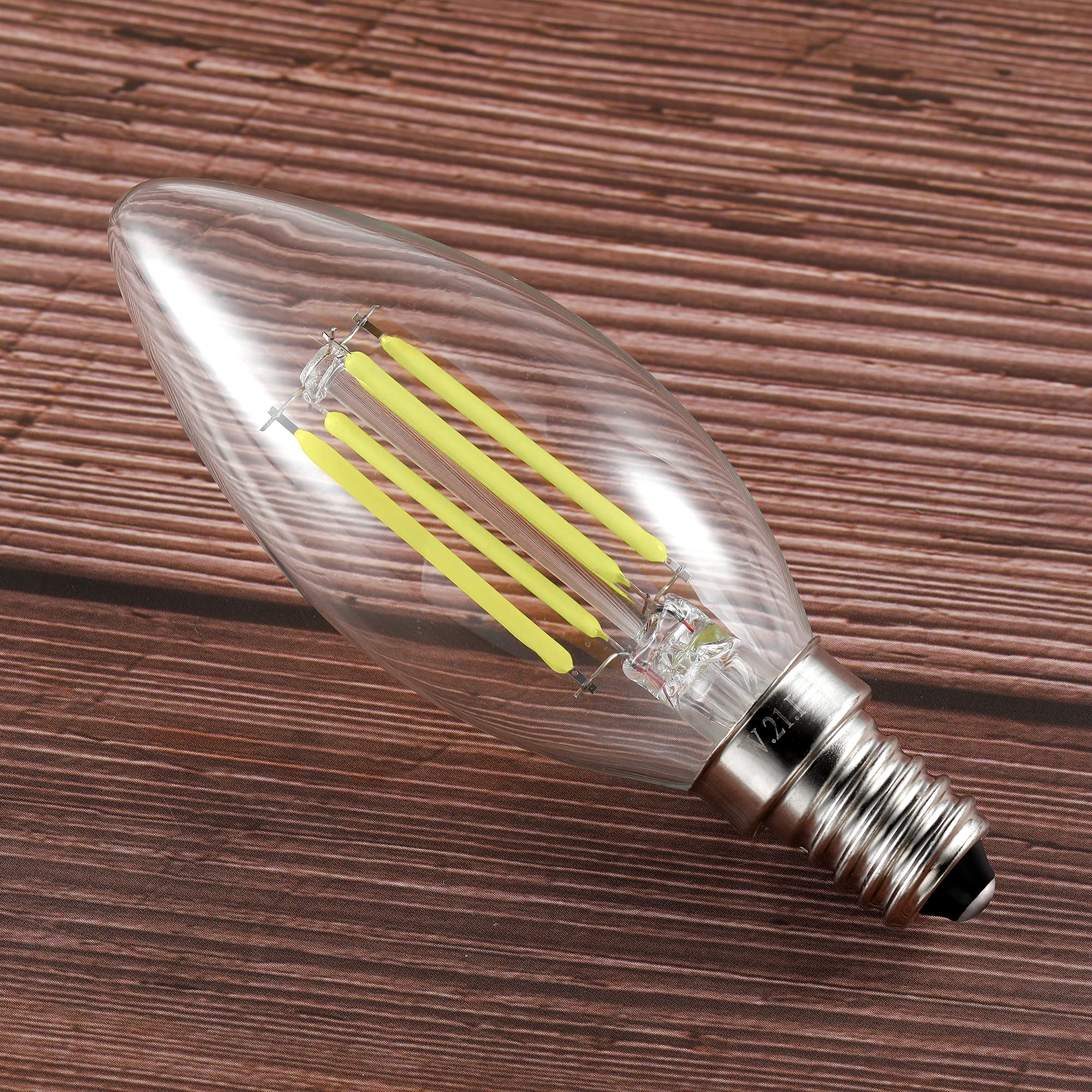 Bombillas led Paquete de 10 Bombillas Vela filamento Regulable E14, 6000K, Blanco frío, 4W, C35, Tornillo Edison pequeño, Equivalente a incandescente 40W