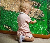Vista 39 de Tela sensorial de lentejuelas para pared para niños, lentejuelas grandes de 0.2 pulgadas, materiales sensoriales para juegos inquietos para niños