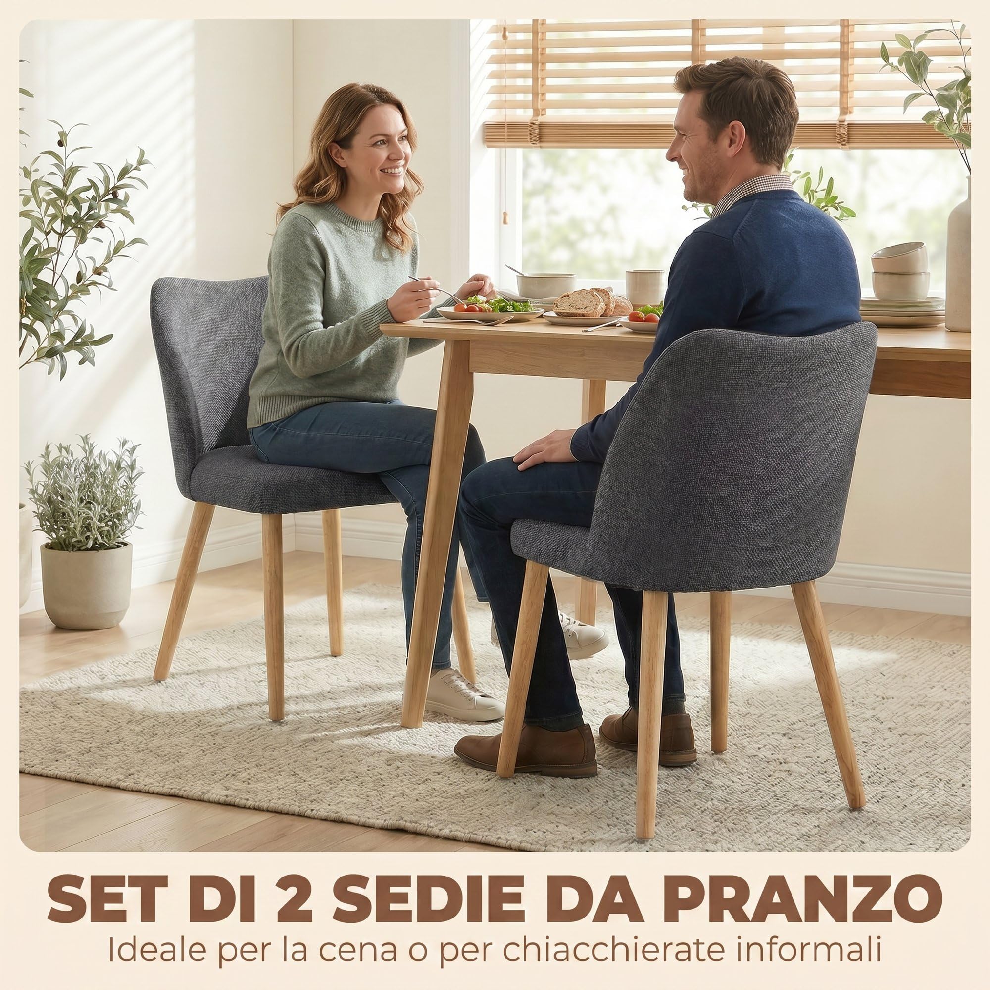 HOMCOM Lot de 2 Chaises de Salle à Manger, Chaises Scandinaves, Gris