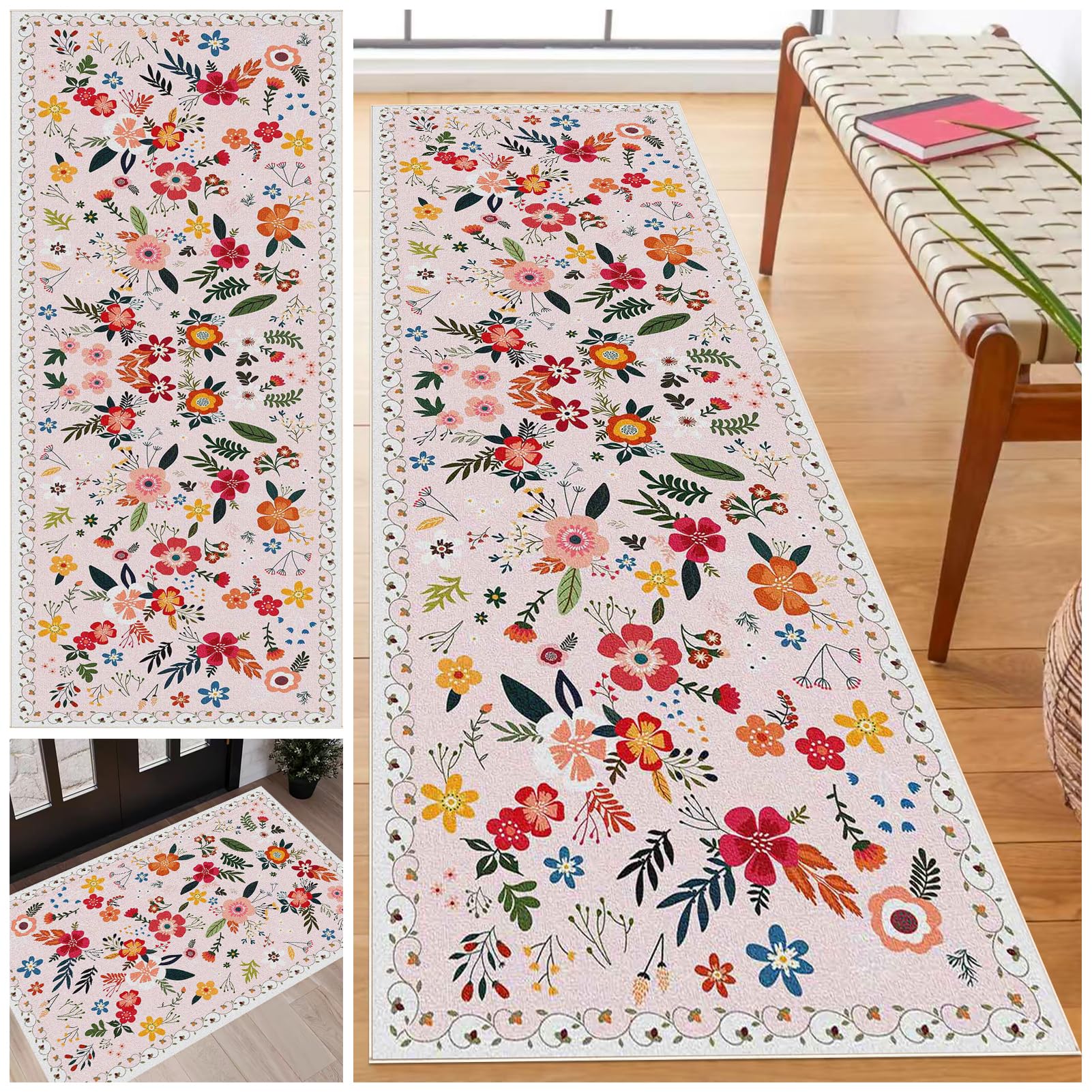 Laegnfho Long Runner Rug for Hallway Washable Carpet Runner Rug for Kitchen Non Slip Stair Area Rug 70 x 150 cm Very Long Hallway Hall Runner Narrow Rugs Kitchen Runners Heavy Hall Runner Door Mat โ image 1