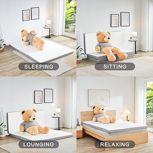 Miniatura 8 de Kingfun Colchón Plegable de 4 Pulgadas, Colchón Plegable Tri-fold de Espuma Viscoelástica de Gel Transpirable con Bolsa de Almacenamiento, Cama de