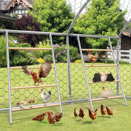 Miniatura 10 de DWVO Gallinero grande de metal con cubierta superior, 26.2 pies de largo x 9.8 pies de ancho x 6.4 pies de alto, jaula grande para aves de corral