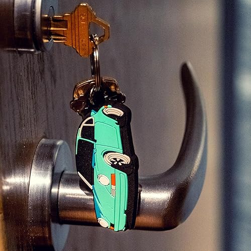 Miniatura 4 de Llavero retro 911 vintage, Life is Better at the Track, accesorios FOB de goma suave de PVC, regalo automotriz (verde surf), Verde (Surf Green)
