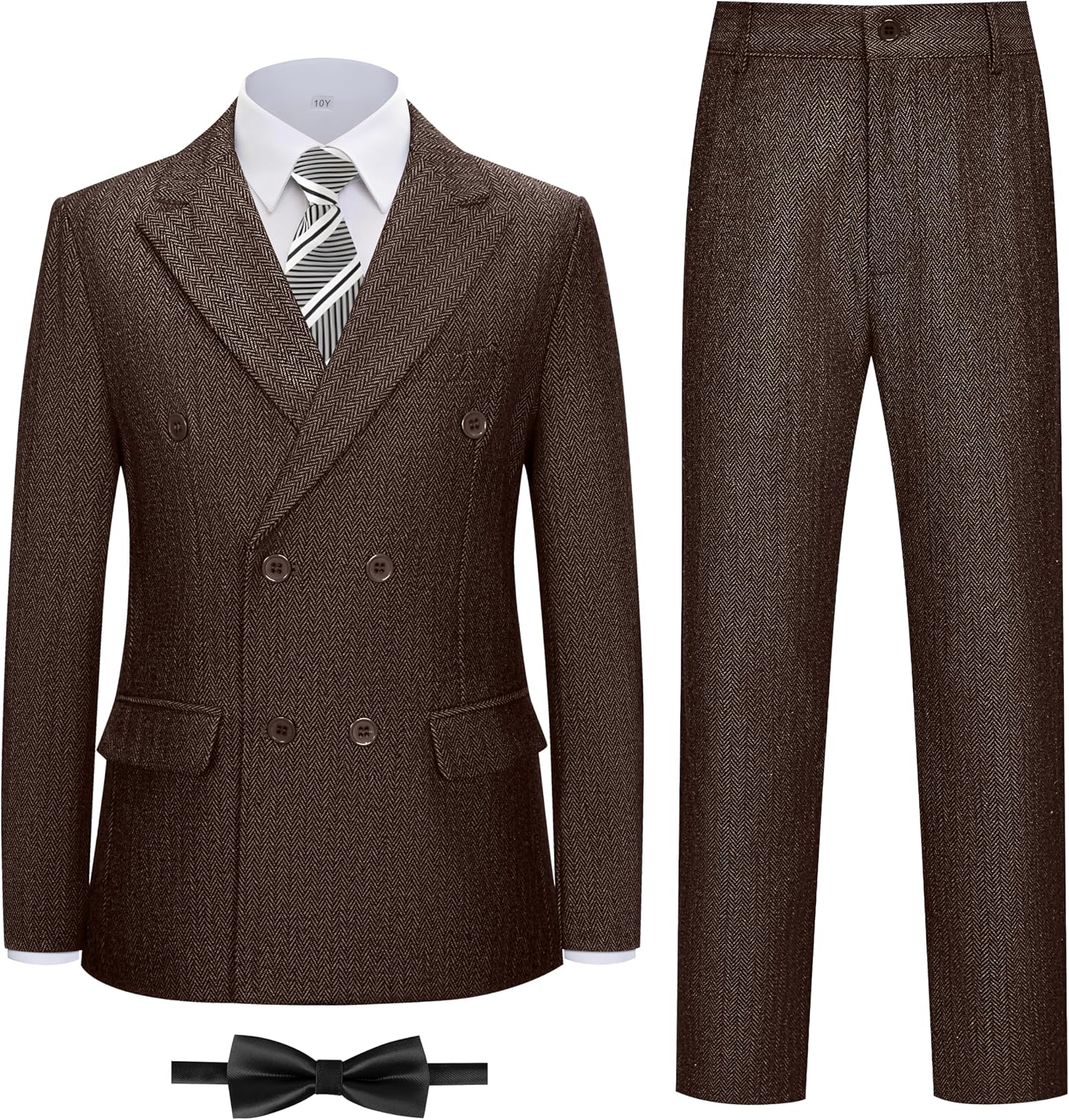 Boy Suits 5 Piece Herringbone Tweed Suit for Kids Boys Slim Fit Suit