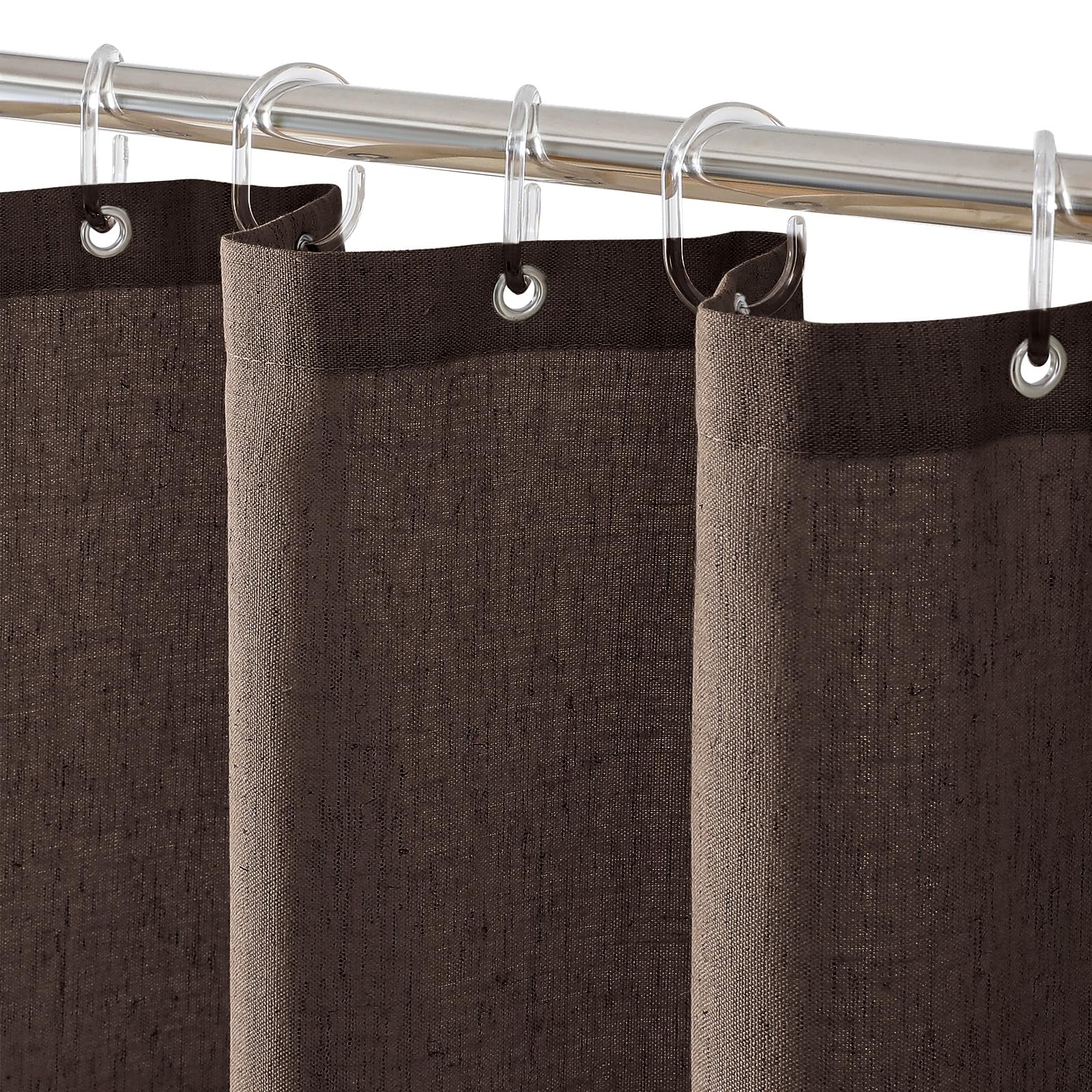 Linen Shower Curtain, Heavy Duty Fabric, Waterproof, 180x200cm, Brown