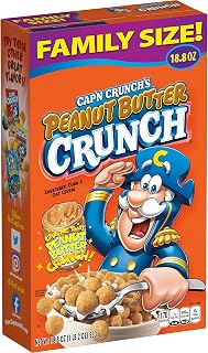 Cap'n Crunch Peanut Butter Crunch Cereal 18.8oz Box - Rich Creamy PB Flavor, Iconic Crunch for Breakfast Snacks