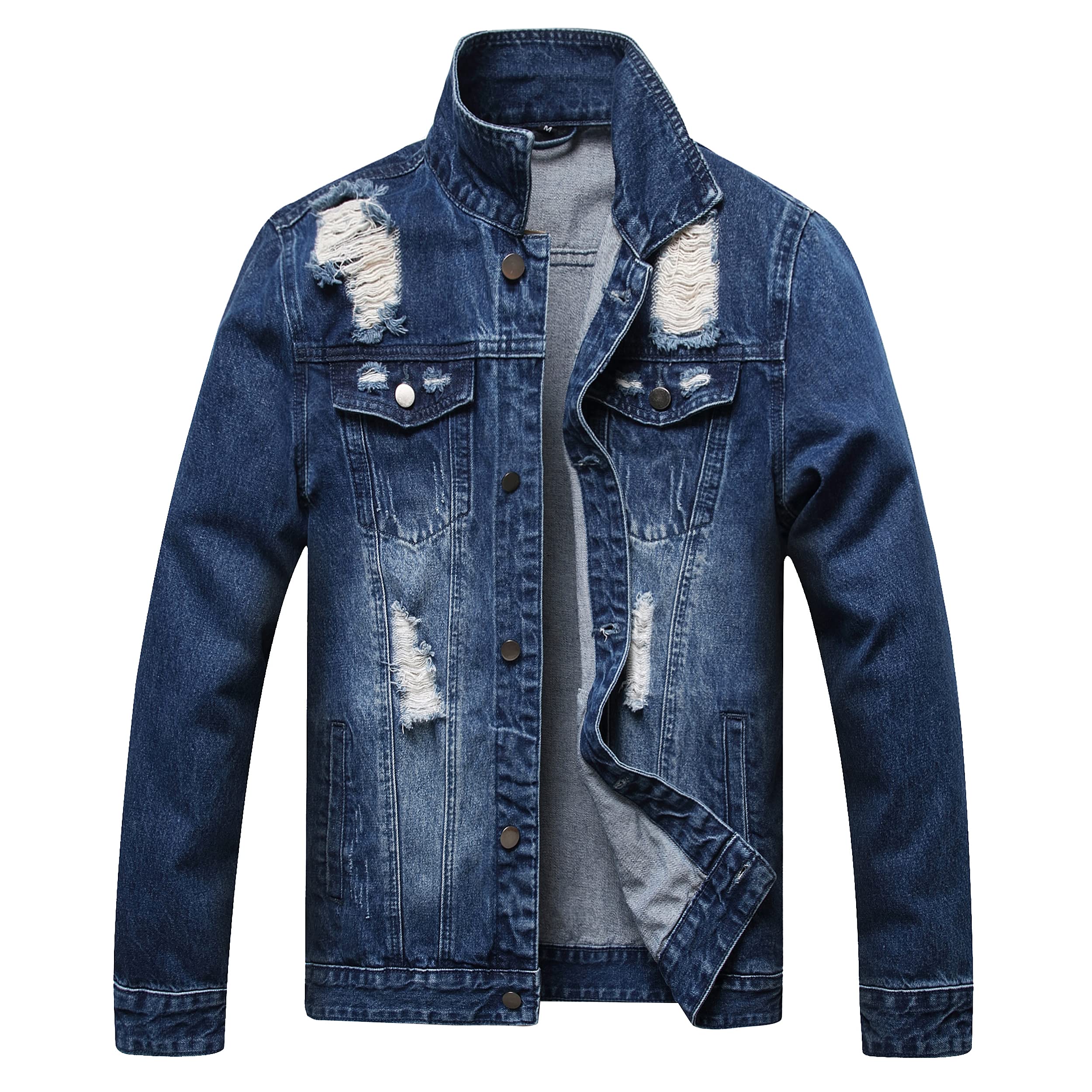 QIMYUM Jean Jacket For Men, Distressed Slim Denim Jacket