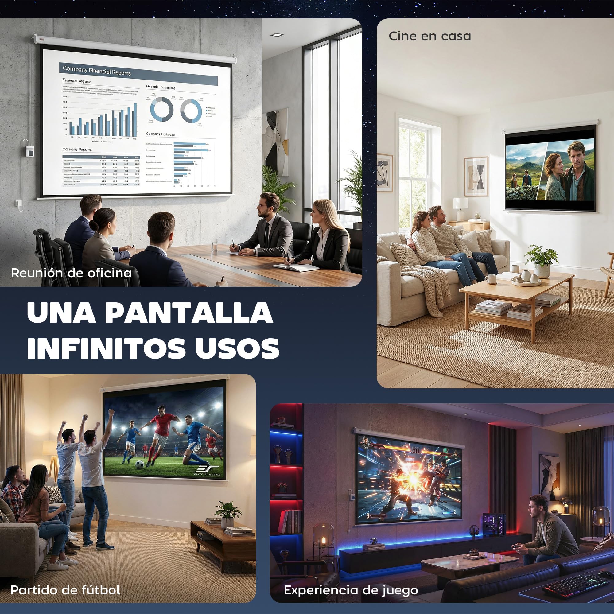 HOMCOM Pantalla de Proyector Eléctrica 84 Pulgadas 4:3 con Mando a Distancia Tela de Proyección 171x130 cm Blanco