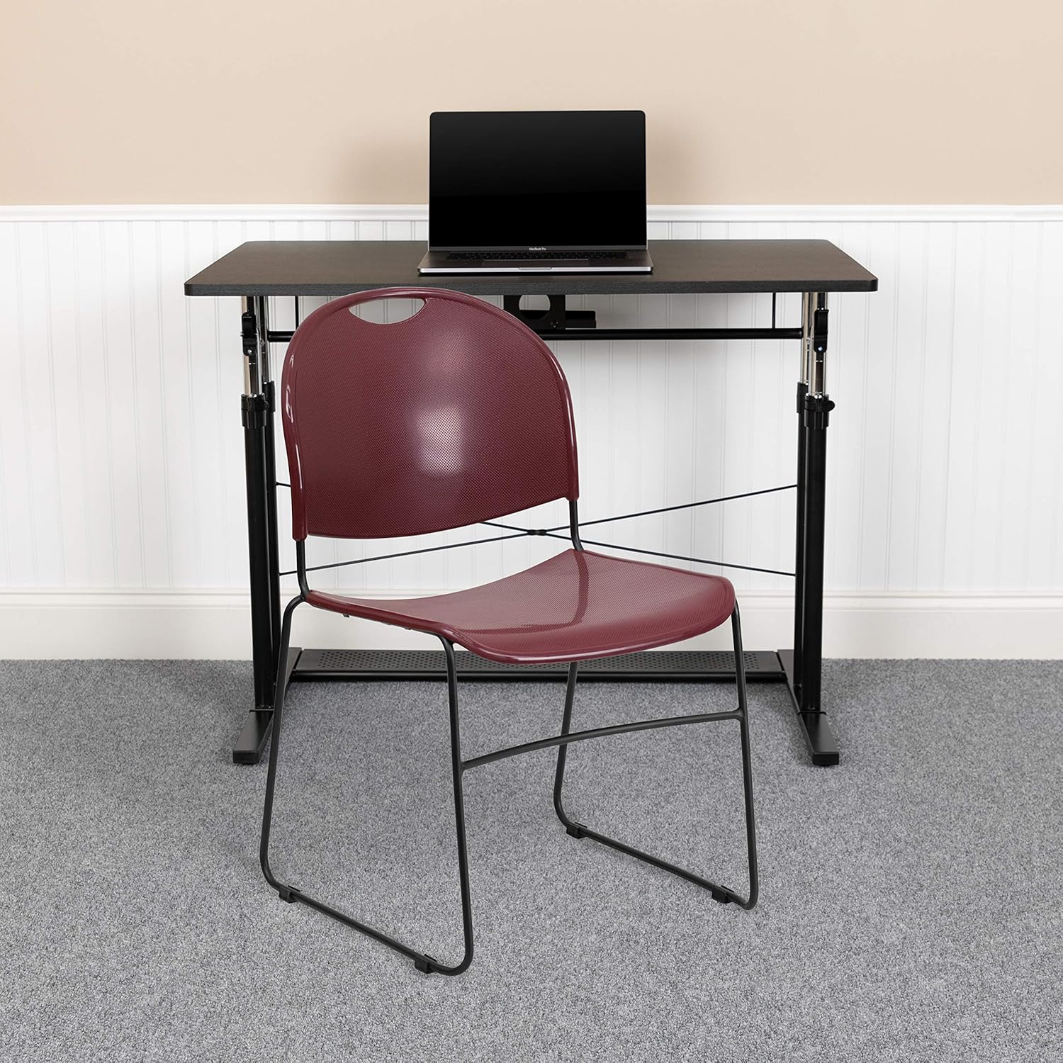 Flash Furniture 5 Pack HERCULES Series 880 lb. Capacity Black Ultra-Compact Stack Chair with Black Powder Coated Frame : Office Products