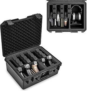 Kinghardcase Hard Pistol Cases - Waterproof, Compatible with 5 Pistols & 12 Magazines - Durable Gun Case for Collectors & Enthusiasts