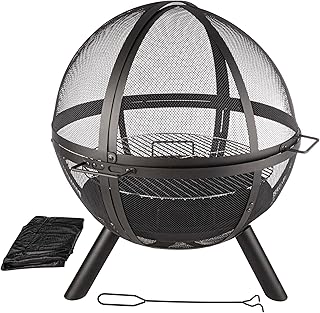 Outdoor Fire Pit Sphere - 30” Flaming Ball Fire Pit with Grill for Barbe...