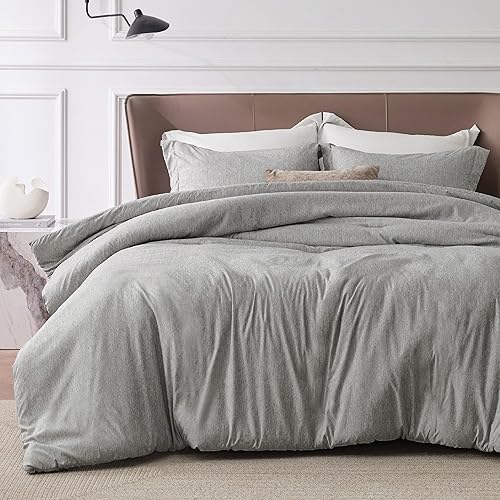 Bedsure Dark Grey Duvet Cover Queen Size - Super Soft Cationic Dyed Duvet Cover for Kids with Zipper Closure, 3 Pieces, No Comforter(Queen, 90"x90")