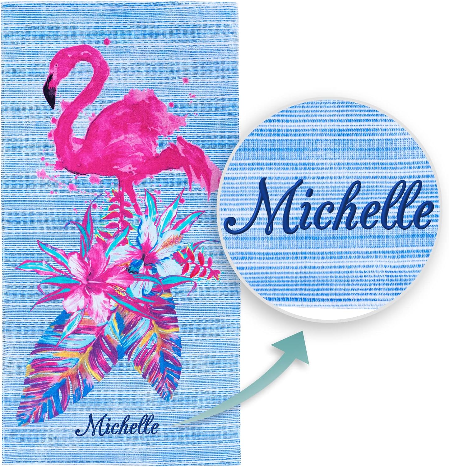 Softerry Custom Flamingo Beach Towel 30 x 60 inches 100% Cotton (One Personalized Pink Flamingo Towel)