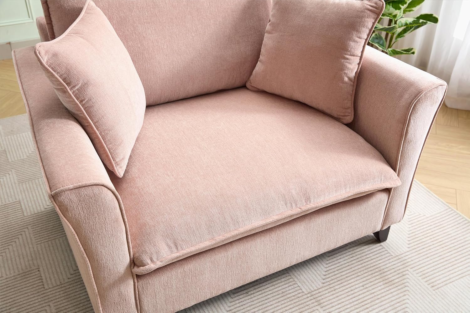 ERYE Living Room Accent Chair, Modern Chenille Upholstered Wider Seat Cushion Leisure Armchair W/2 Pillows and Removable Cover for Home Apartment,Bedroom,Office