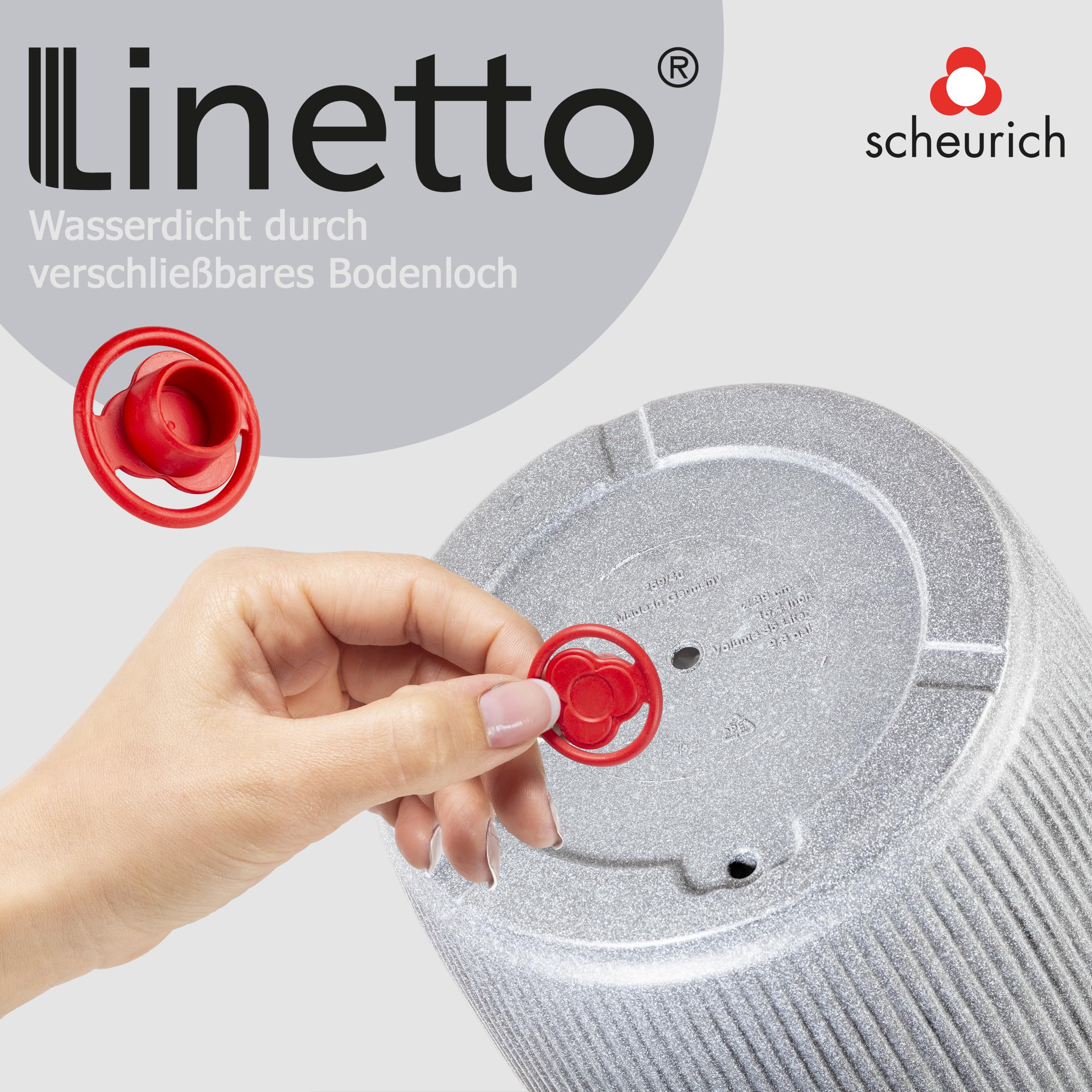 Scheurich Linetto Oval Bowl, Pflanzgefäß/Blumentopf/Pflanzkübel, rund, Farbe: Stony Grey, hergestellt mit recyceltem Kunststoff, 10 Jahre Garantie, für den Außenbereich