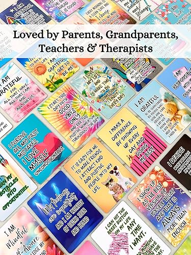 Miniatura 2 de Tarjetas de afirmación positiva para niños y adolescentes, 54 afirmaciones, más de 150 preguntas inspiradoras con caja de almacenamiento, inspira