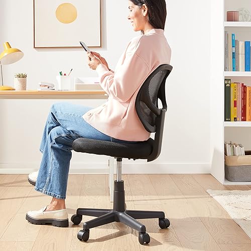 Miniatura 2 de Tienda Basics Silla de escritorio con ruedas, ajustable, respaldo bajo, asiento acolchado, malla transpirable, giratoria, negro, 21.25 pulgadas de