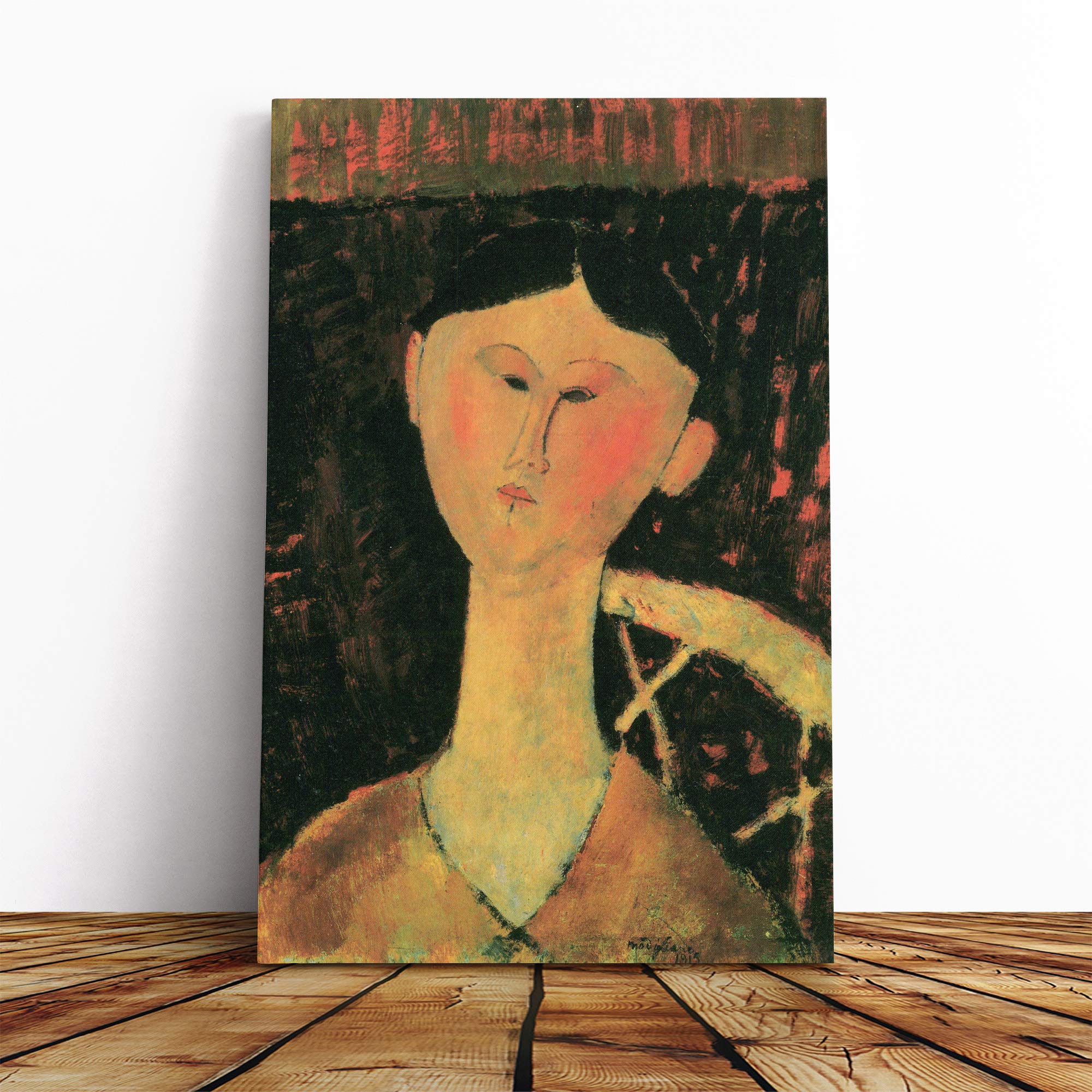 Amedeo Modigliani Bildnis Beatrice Hastings Canvas Print | Gallery Wrapped 30mm Frame Wall Art | 30x20 inches | Ready to Hang | Modern Picture | Living Room Bedroom Lounge Office