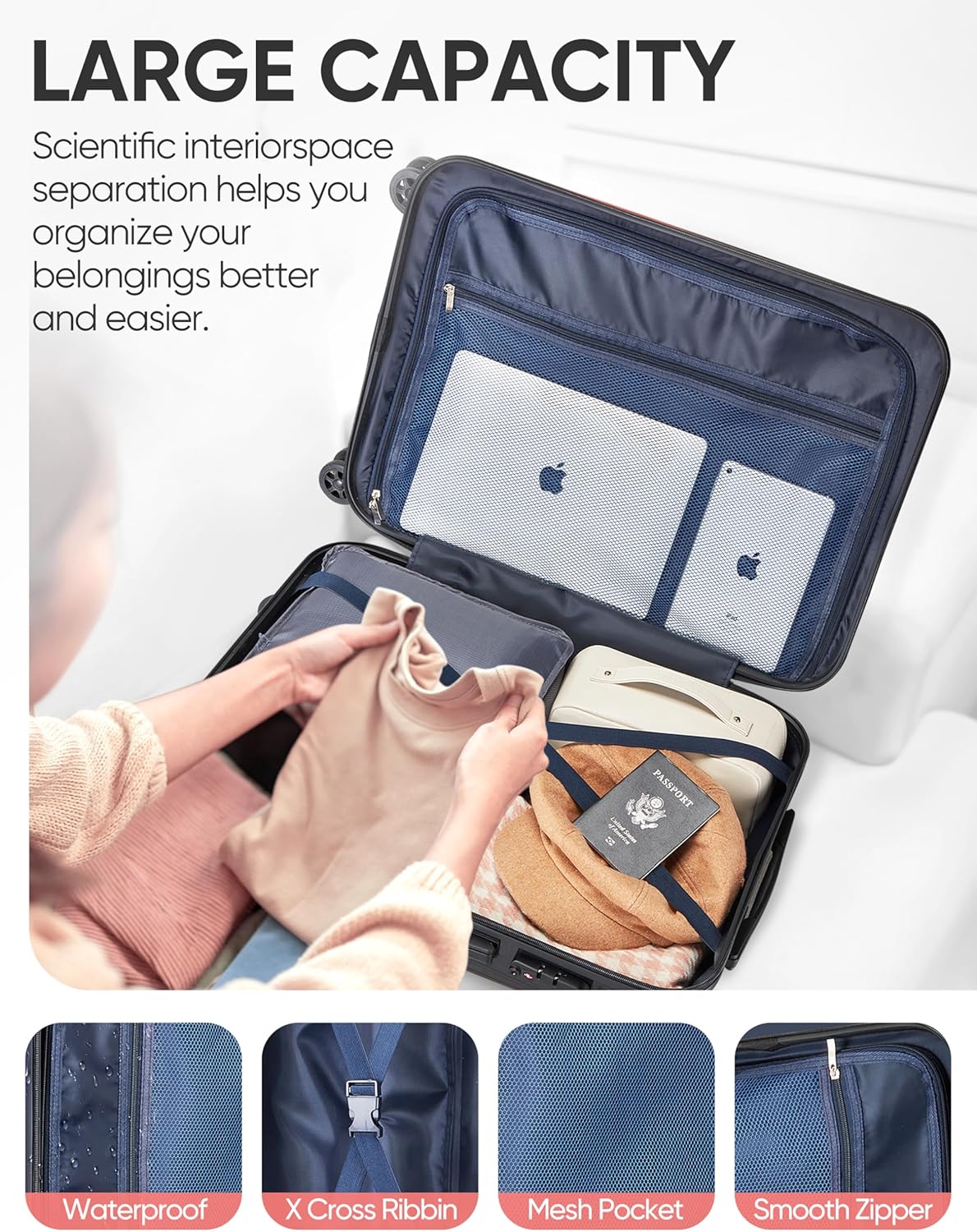 28 Inch Luggage - Airline Approved Suitcases with Spinner Wheels, Built-In TSA Lock?Hard Shell Expandable Suitcases