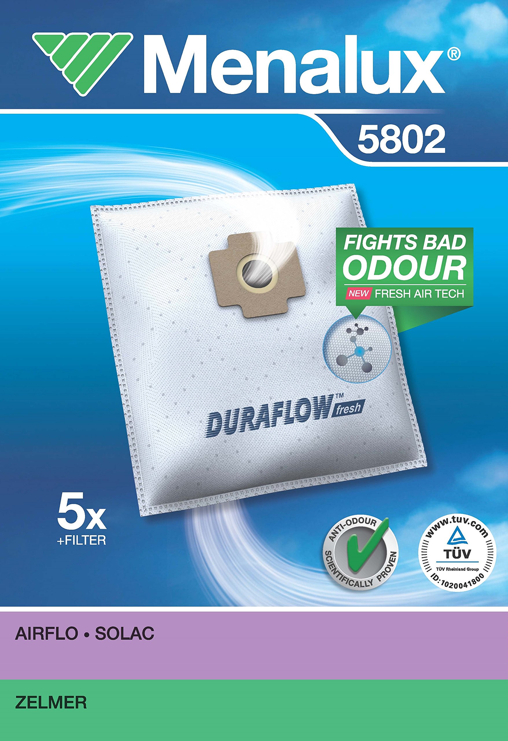 Menalux Duraflow 5802 5x Vacuum Cleaner Bags