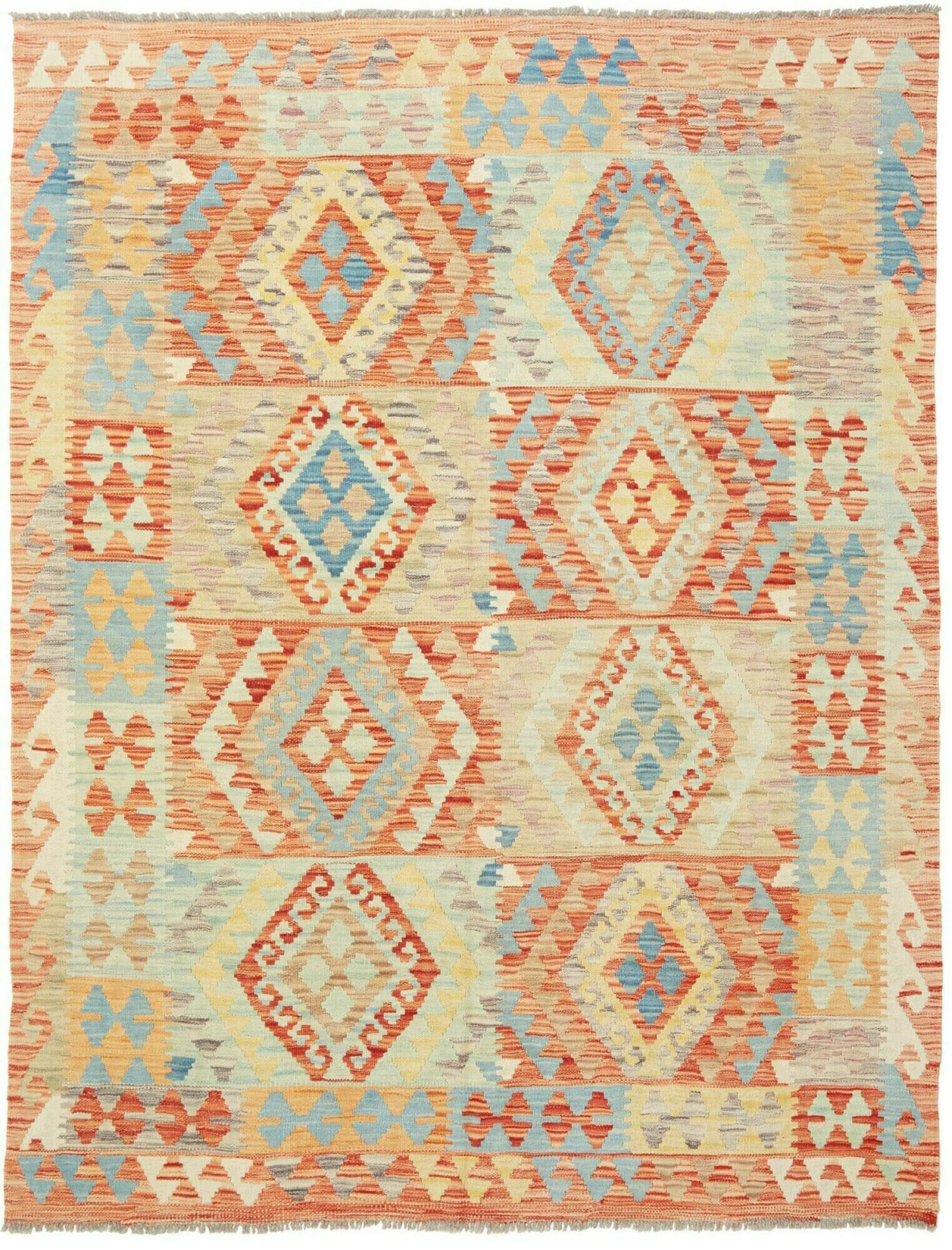 Tapis laine Kilim Afghan tissé main 148x197 : fini les tapis froids