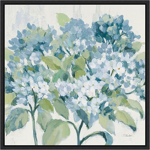 Miniatura 8 de Amanti Art Silvia Vassileva - Lienzo enmarcado para pared, 30 x 30 pulgadas, diseño romántico de hortensias azules, lienzo enmarcado para pared,