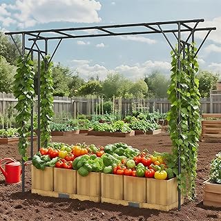 10 Grape Pergola Ideas for Shaded and Productive Gardens 41 Flat Top Garden Arch Arbor Trellis, 11.81FT x 9.02FT Metal Pergola for C...