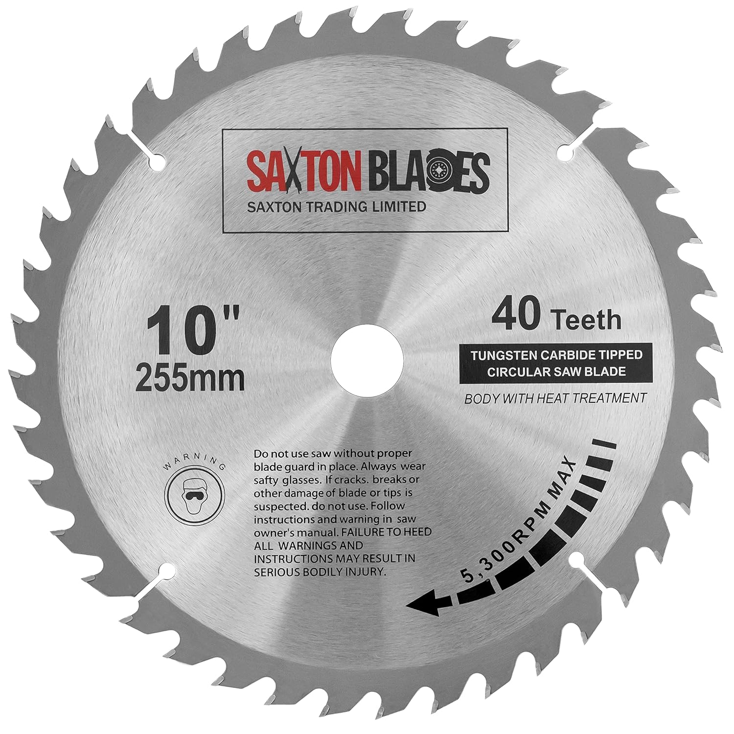 Saxton TCT Circular Wood Mitre Saw Blade 255mm x 40T x 25.4mm Bore fits