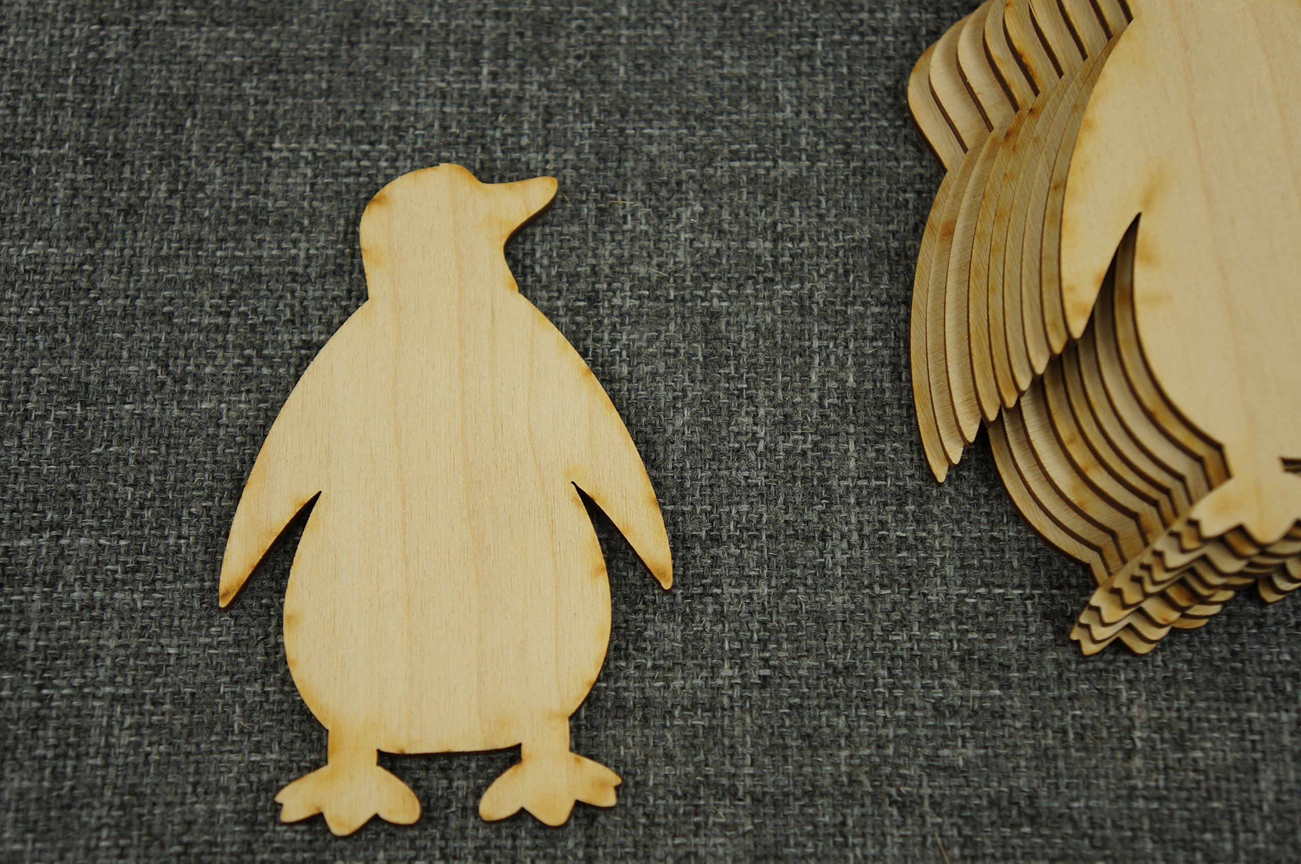 DECOCRAFT WOODEN Penguin x10 Unpainted Shape Tags Blank Craft Decoration Shapes Bird (WX54