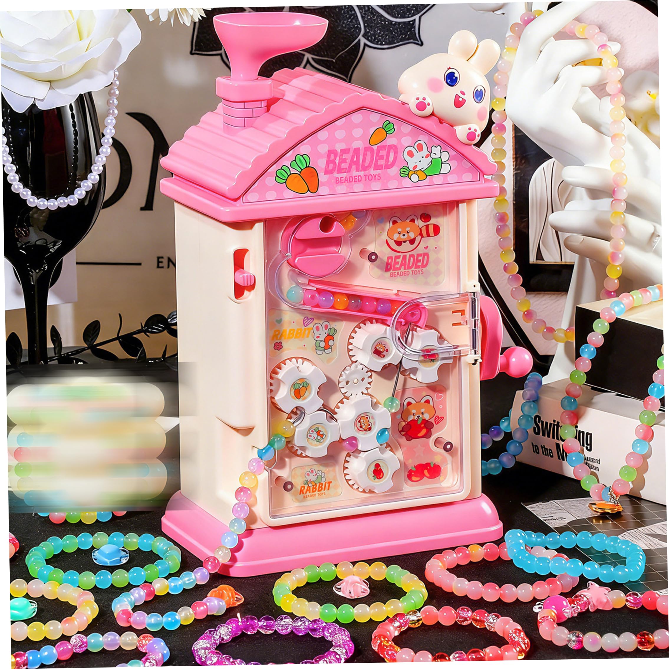 Riouwal Máquina para hacer pulseras con 400 cuentas, fabricante de pulseras Rabbit House para niños