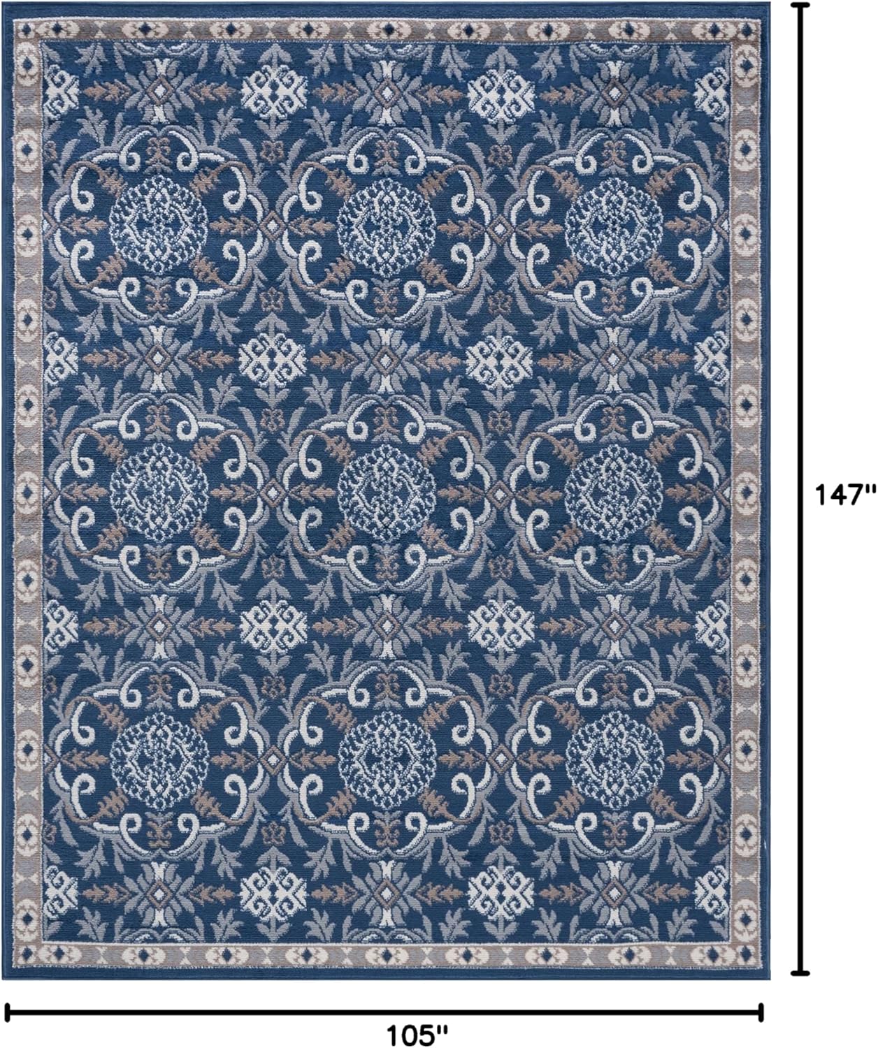 Universal Rugs Izel Area Rug, 9' x 12.6', Navy