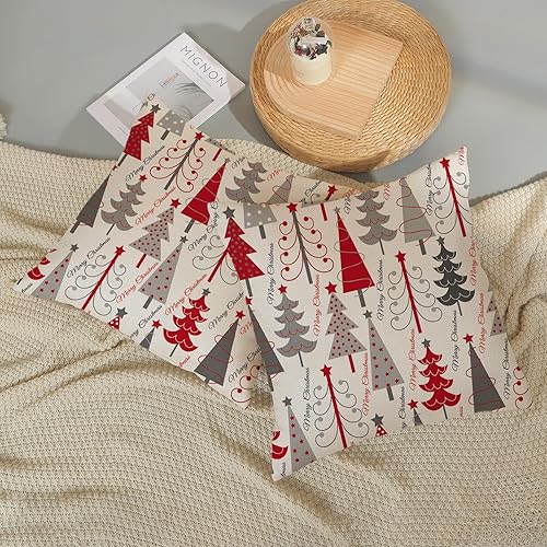 Miniatura 10 de GOLIANDA Juego de 2 fundas de almohada de Navidad de 12 x 20 pulgadas, decoración de Navidad, fundas de almohada de lino rojo, fundas de almohada de
