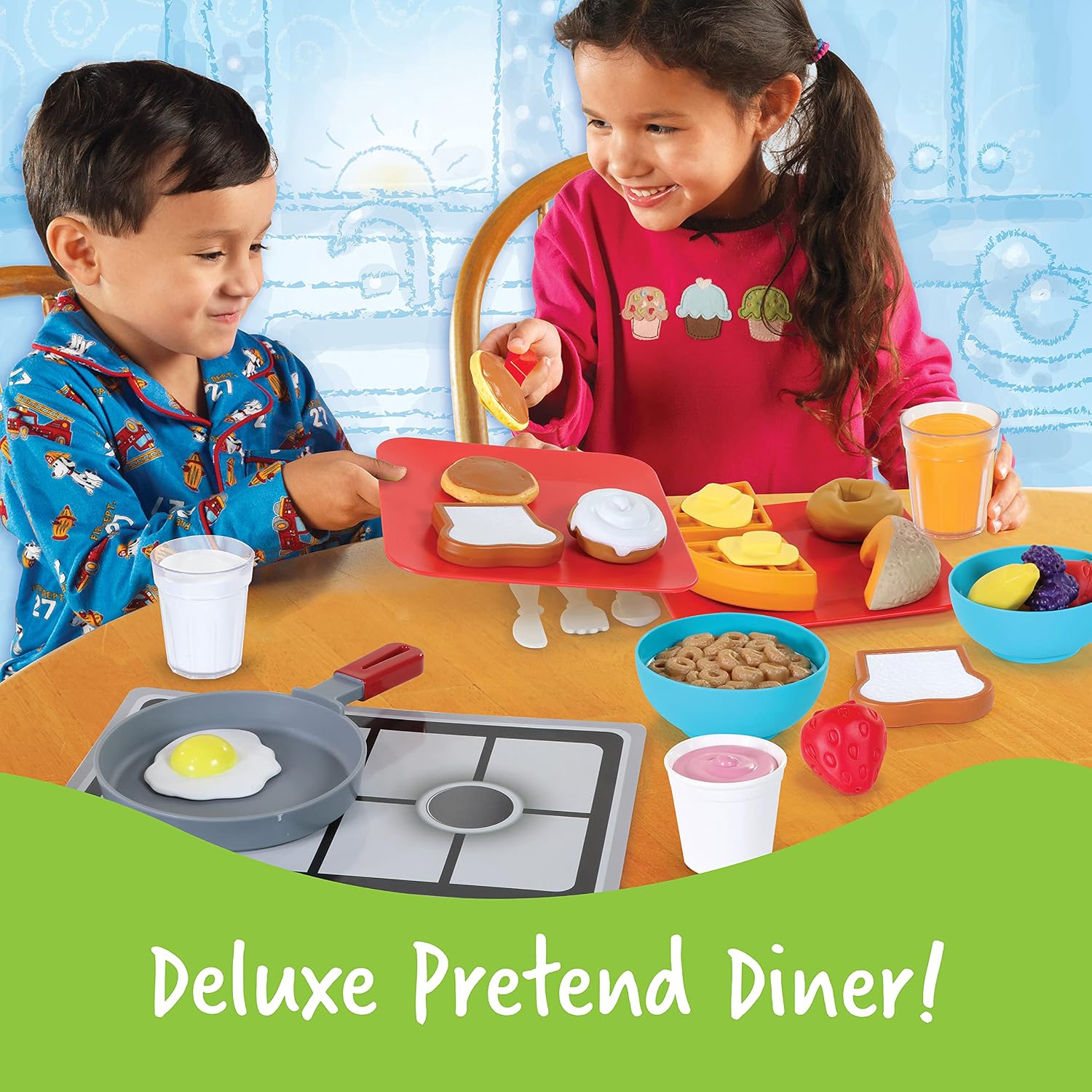 Learning Resources Rise & Shine Diner - 38 pieces, Ages 3+ Pretend Play Toys, Play Food Toy, Kitchen Toys for Toddlers, Breakfast Toys, Gifts for Boys and Girls