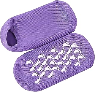 Silicone Padded Foot Therapy Socks, Foot Cracked Socks, Outdoor Socks, Inner Silicone Lining and Fleece-Like Outer Layer with Non-Slip Design Under Sock (Purple)