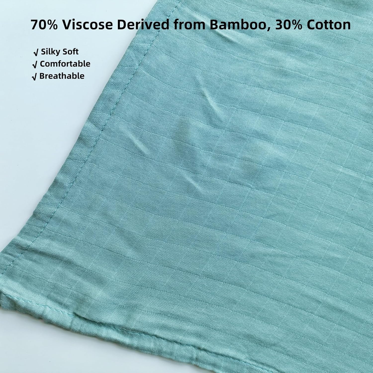 Muslin Newborn Baby Swaddle Blanket 43.5 x 47 inches(110x120cm) Unisex Swaddling Wrap Soft Silky Muslin Swaddle Blankets Neutral Receiving Blanket for Newborn Babies Boys and Girls Sage Green - Image 3