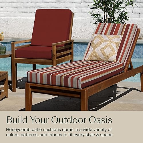 Miniatura 3 de Honeycomb Cojín para diván de color ladrillo a rayas para exteriores Relleno sintético reciclado, resistente a la intemperie, reversible, cómodo y