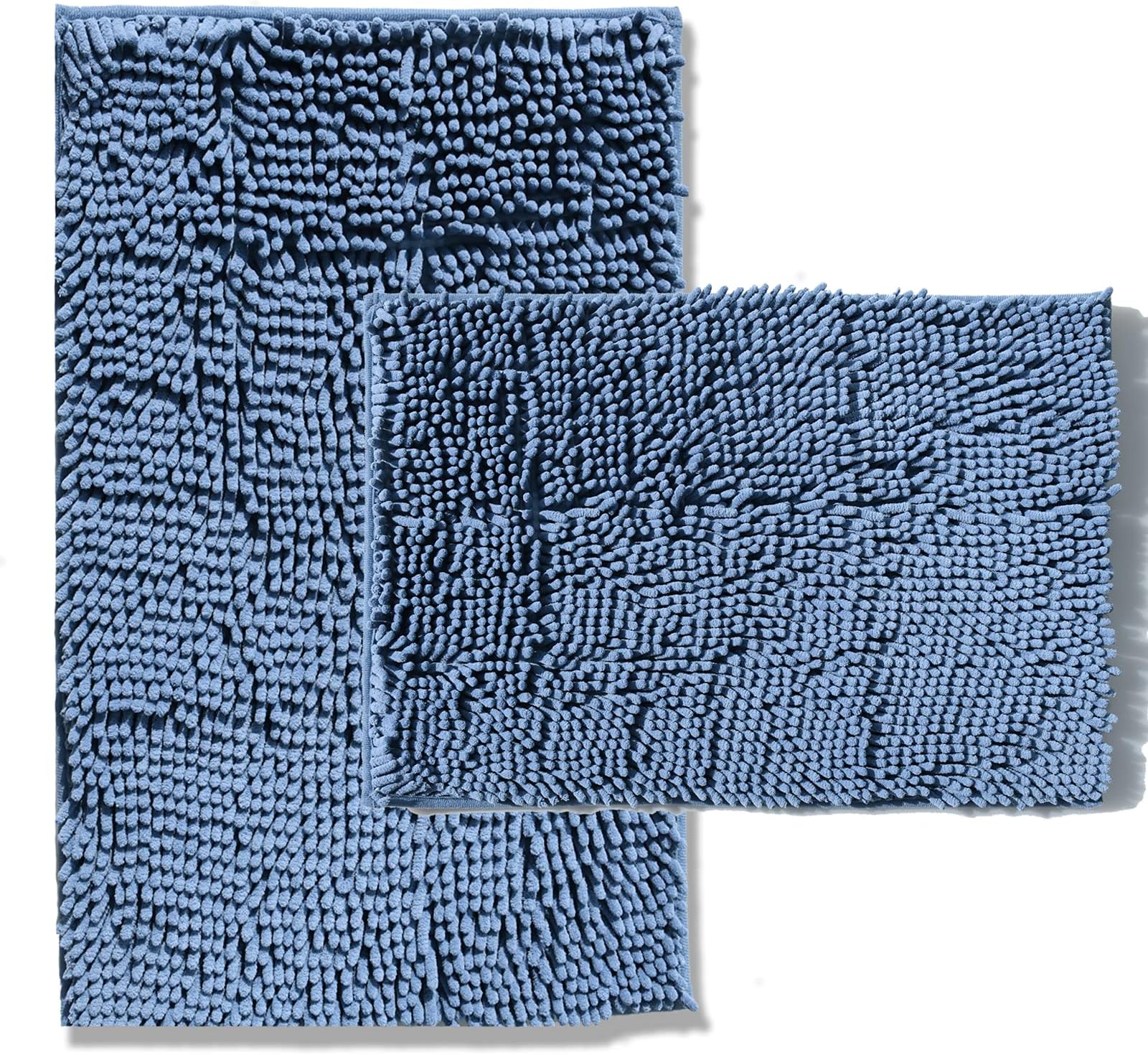 Sky Blue Bathroom Rugs Sets 2 Piece Chenille Bath Mats, Extra Soft and Absorbent Shaggy Rugs