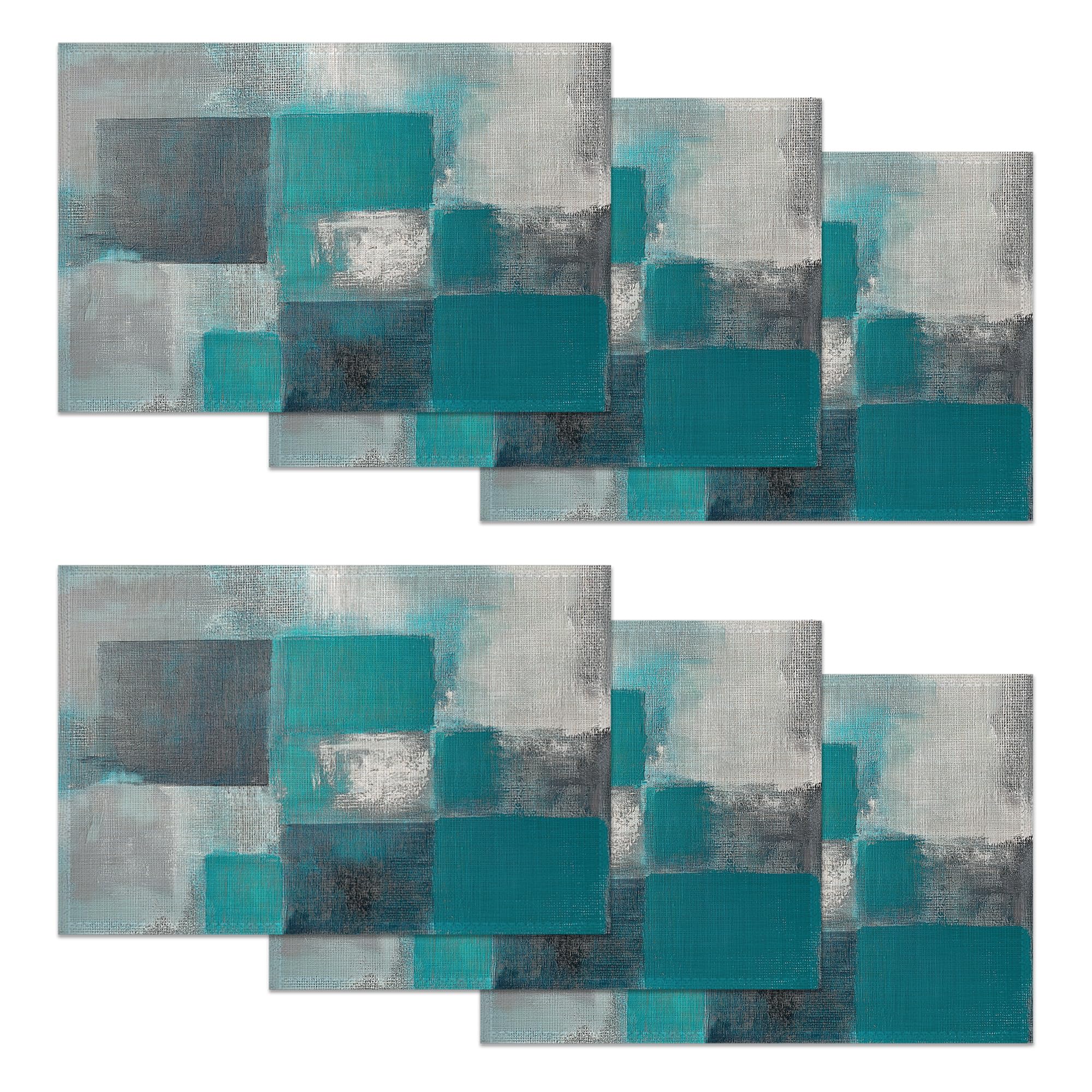 Placemats Set of 6,Abstract Art Painting Washable Table Mats for Dining or Coffee Table,Grey Blue Heat Resistant Non-Slip Place Mats for Home Party 12"x18" โ image 1
