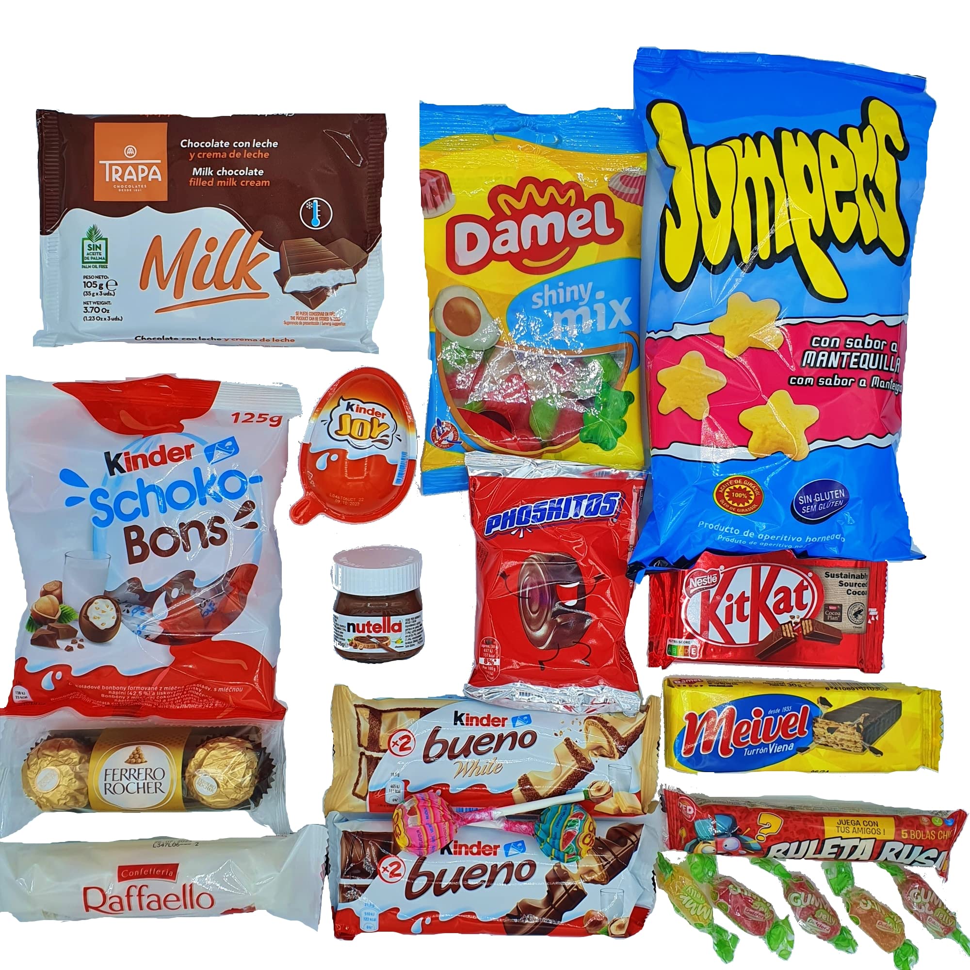 Caja Regalo Chocolates Kinder - Chuches - Jumper - Ferrero. KIT EMERGENCIA. +50 Unidades. Regalo Original de Chuches y Chocolatinas. Edicion Kit de Emergencia. [IAMI]