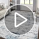 Area Rug Living Room Rugs: 9x12 Large Soft Indoor Carpet Modern Abstract Rug with Non Slip Rubber Backing for Under Dining Table Nursery Home Office Bedroom White Gray Blue
