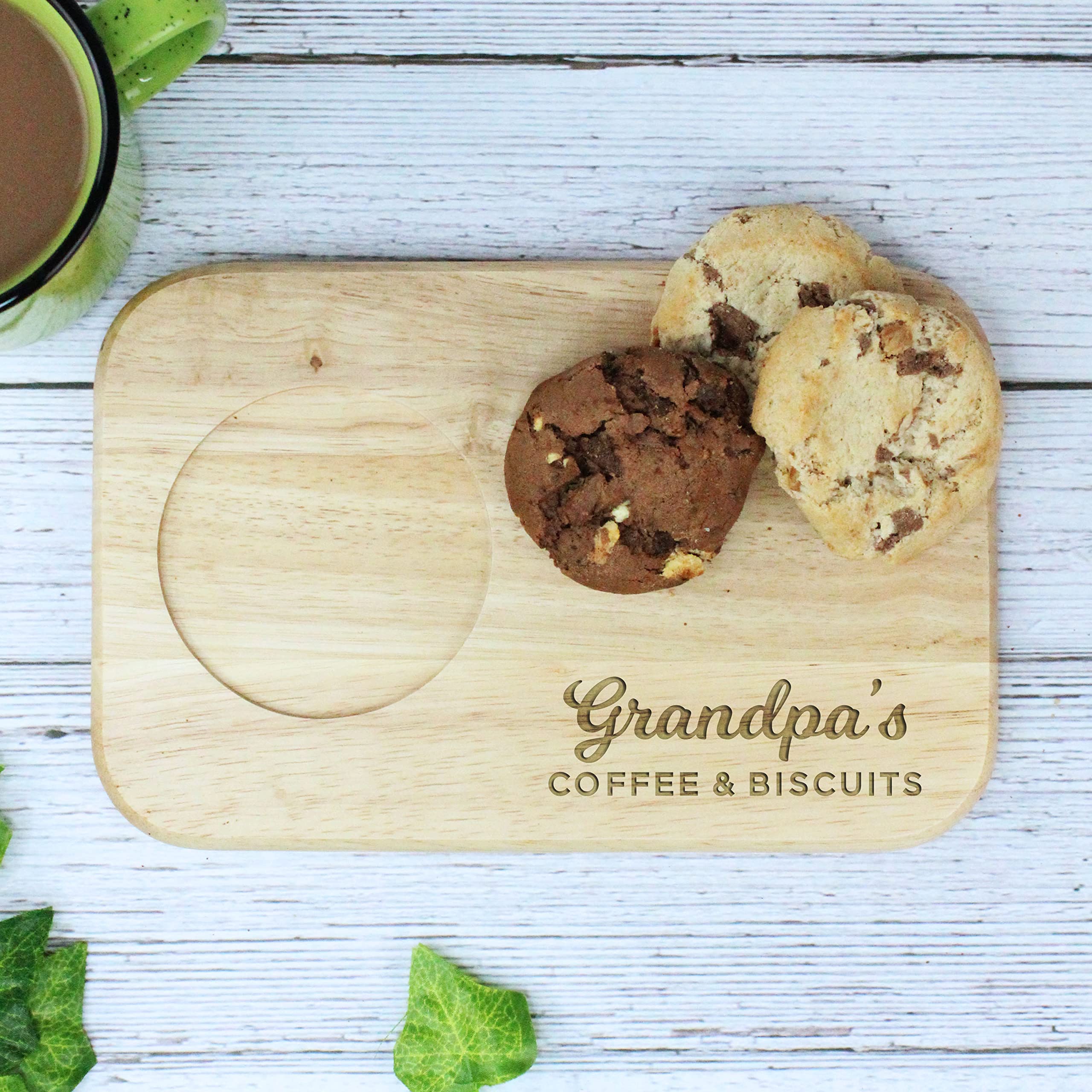 Ebuygb Wood Grandpa's Coffee & Biscuits Board, En Treat Board, Snack Tray, Father's Day, Birthday Gifts For Grandpa