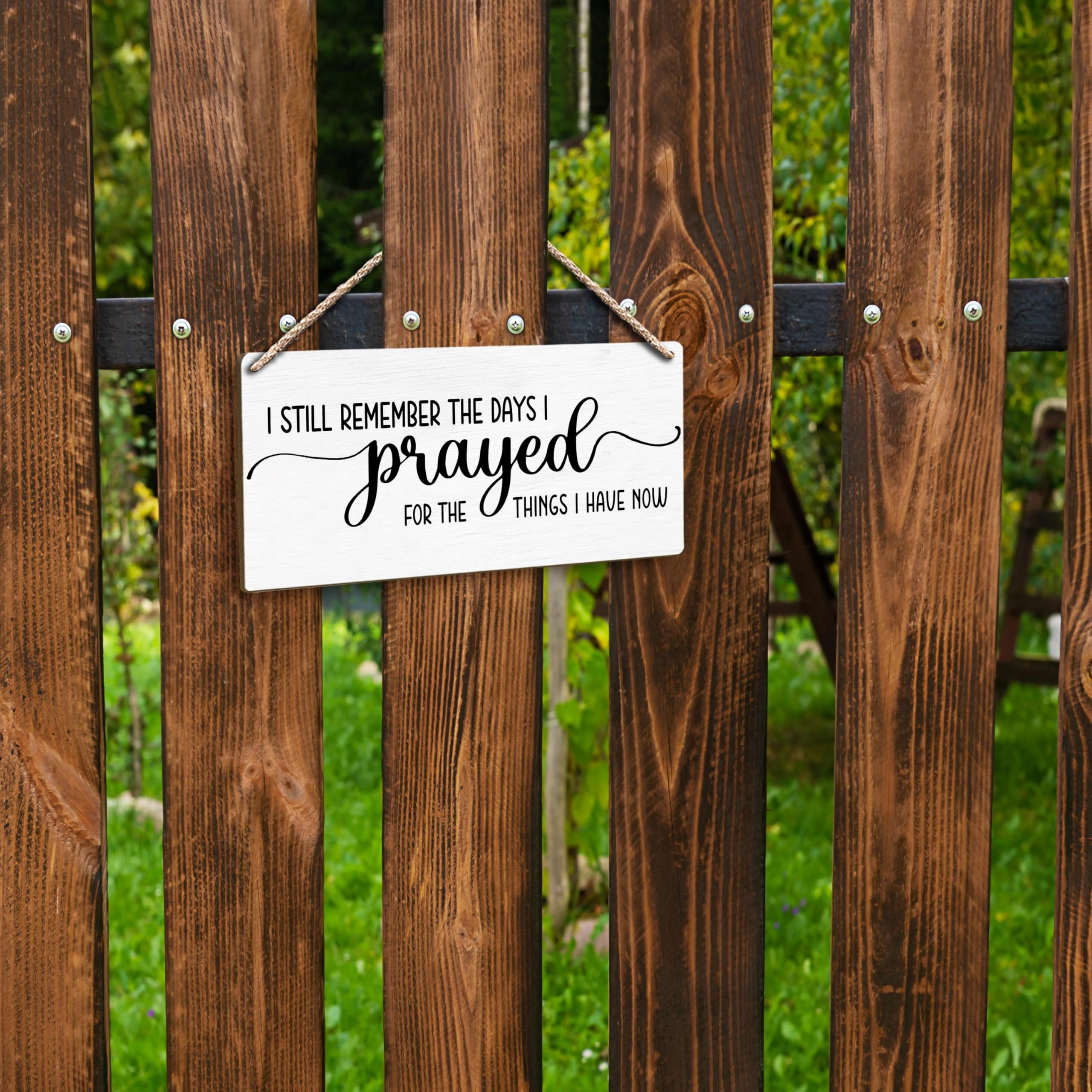 FUGWN Letreros de madera cristianos colgantes de 12 x 6 pulgadas, con texto en inglés "I Still Remember the Days I Prayed", versículo bíblico, escritura religiosa, decoración de pared, placa de madera