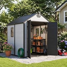 4x6 FT Resin Storage Shed with Floor, Window & Lockable Door
