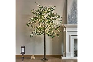 LITBLOOM Ficus Tree, A 6-Foot Indoor Pre-Lit Greenery with Fairy Lights